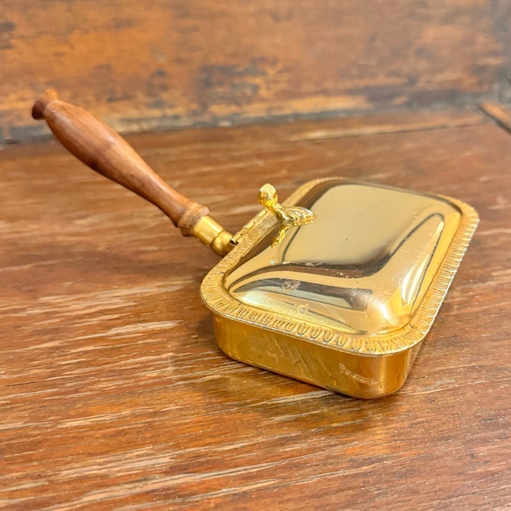 Vintage Italian 24kt Gold Plated Silent Butler Crumb Catcher with Wood Handle